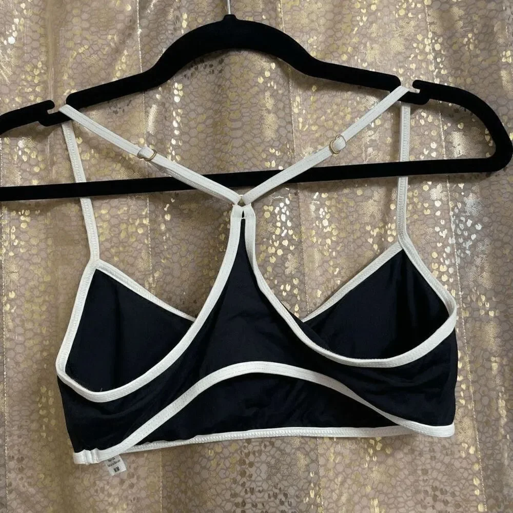 L*Space Color-Block Black Ivory Gold Pamela Bikini Top Medium NWT TOP ONLY
